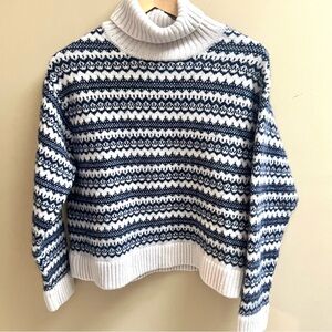 Jumper Navajo roll cooler Striped Turtleneck Sweater - Navy and White Sz M